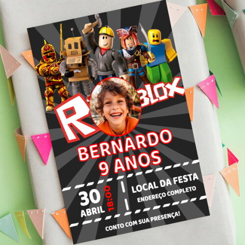Convite Digital Roblox com Foto