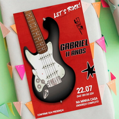 Convite Digital Rock And Roll