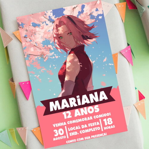 Convite Digital Sakura Naruto