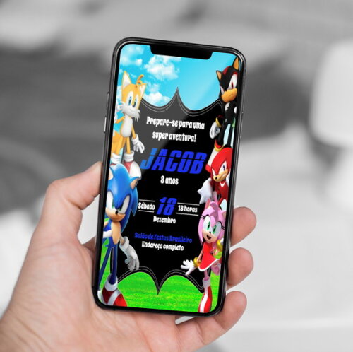 Convite Digital Sonic Aniversário Infantil