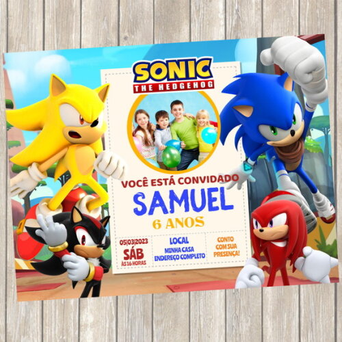Convite Digital Sonic Aniversário Infantil Coom Foto