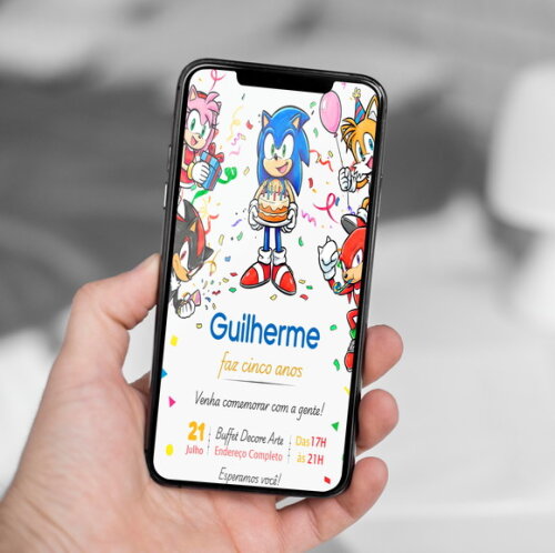 Convite Digital Sonic e Amigos Online