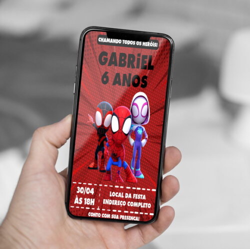 Convite Digital Spidey e Seus Amigos Espetaculares