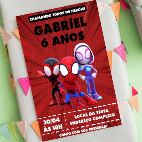 Convite Digital Spidey e Seus Amigos Espetaculares