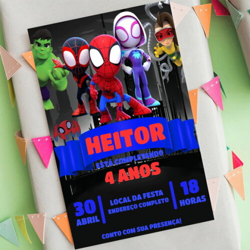 Convite Digital Spidey e Seus Amigos Espetaculares