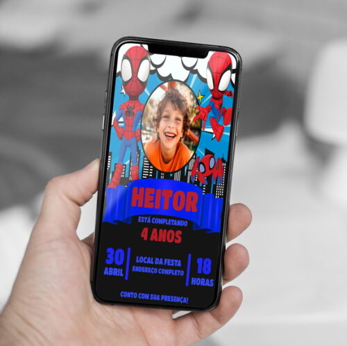 Convite Digital Spidey e Seus Amigos Espetaculares com Foto