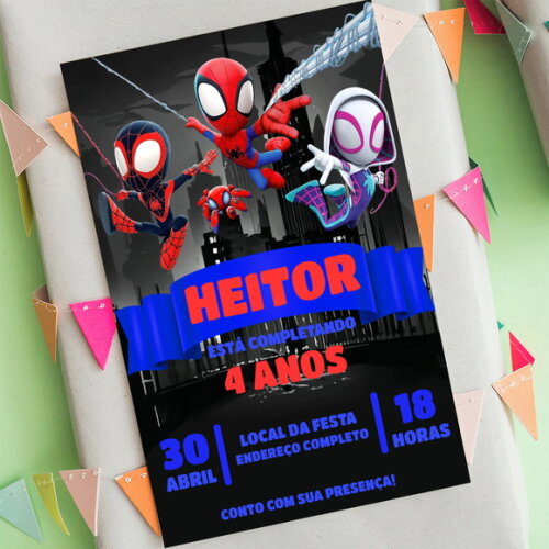 Convite Digital Spidey e Seus Amigos Espetaculares