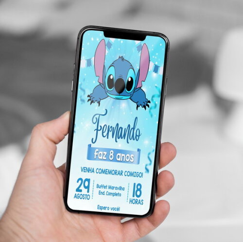 Convite Digital Stitch - Lilo e Stitch