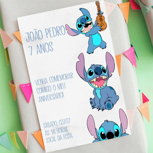 Convite Digital Stitch - Lilo e Stitch