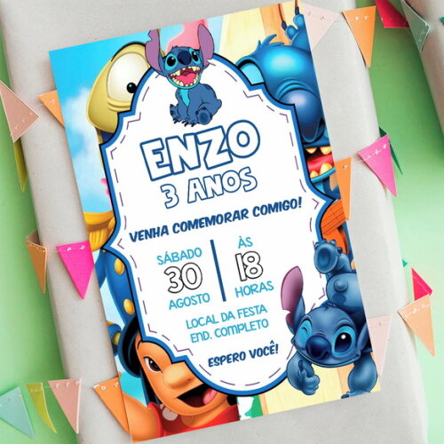 Convite Digital Stitch - Lilo e Stitch
