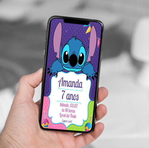 Convite Digital Stitch - Lilo e Stitch