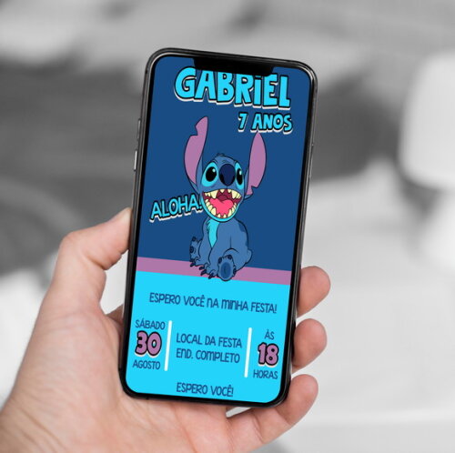Convite Digital Stitch - Lilo e Stitch