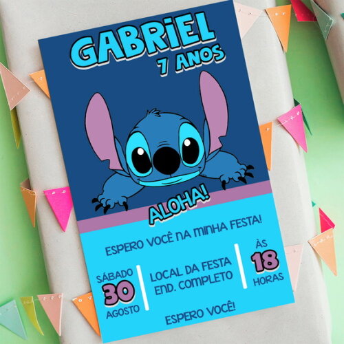 Convite Digital Stitch - Lilo e Stitch
