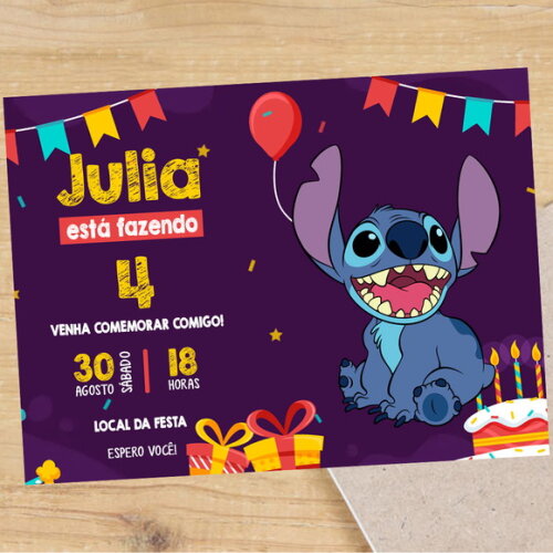 Convite Digital Stitch - Lilo e Stitch