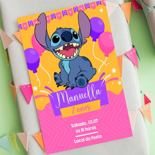 Convite Digital Stitch - Lilo e Stitch
