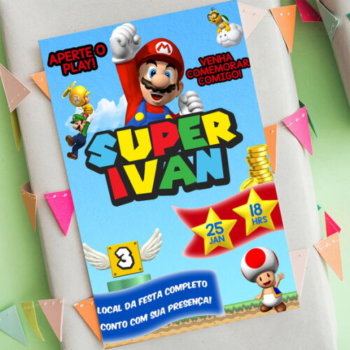 Convite Digital Super Mario Bros