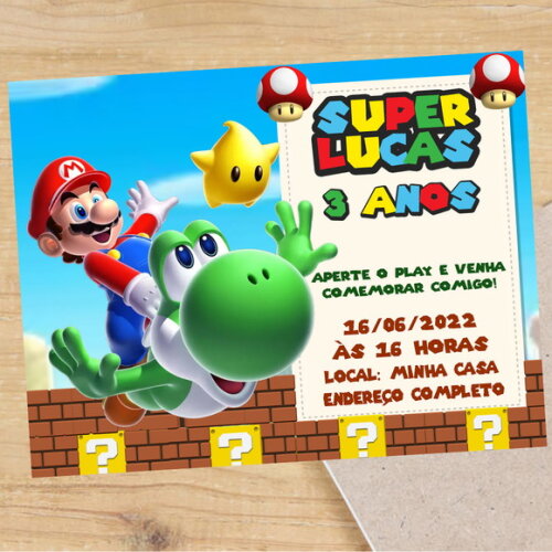 Convite Digital Super Mario Bros