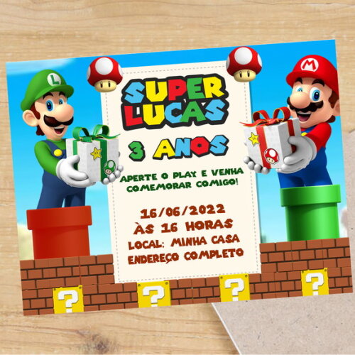 Convite Digital Super Mario Bros