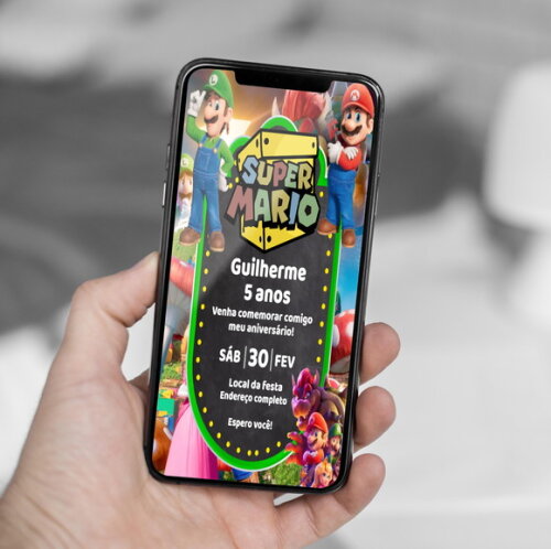 Convite Digital Super Mário Bros