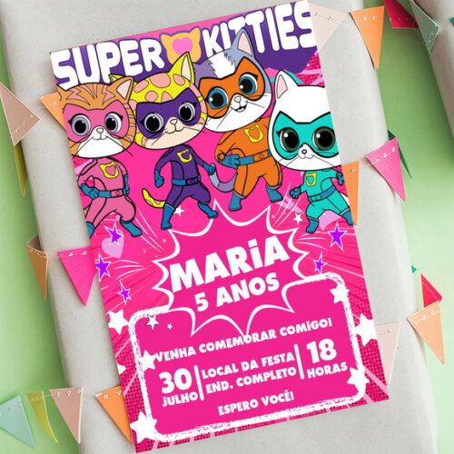 Convite Digital Superkitties