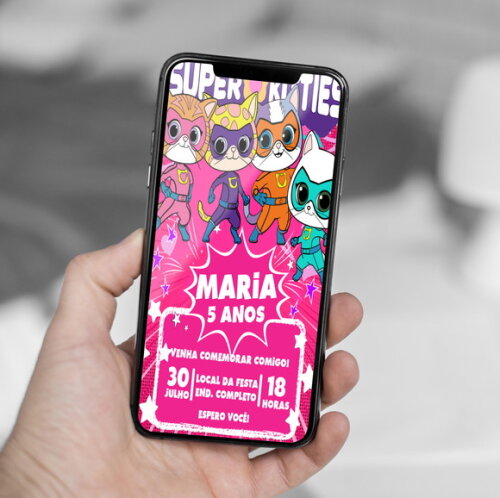 Convite Digital Superkitties