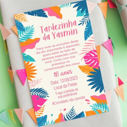 Convite Digital Tardezinha Folhas Tropical
