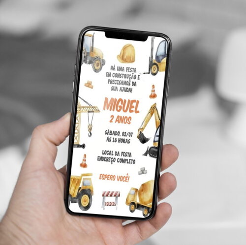 Convite Digital Trator Construção