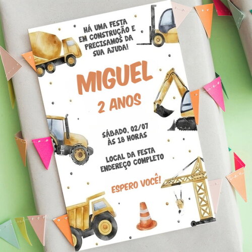Convite Digital Trator Construção