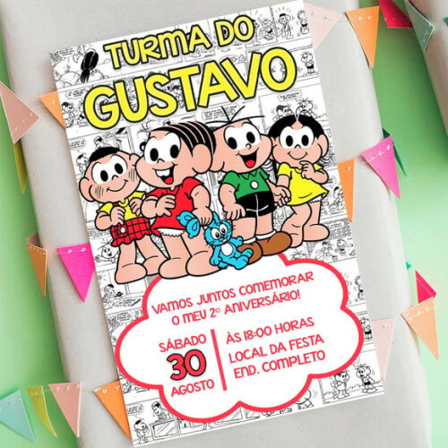 Convite Digital Turma da Monica Quadrinhos