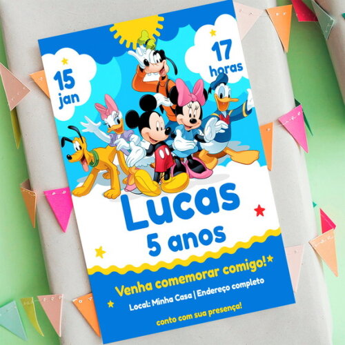 Convite Digital Turma do Mickey Aniversário Mickey