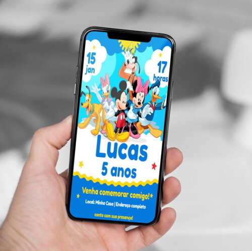 Convite Digital Turma do Mickey Aniversário Mickey