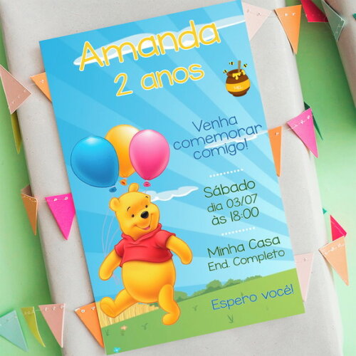 Convite Digital Ursinho Pooh