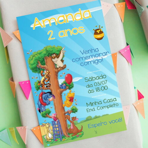 Convite Digital Ursinho Pooh