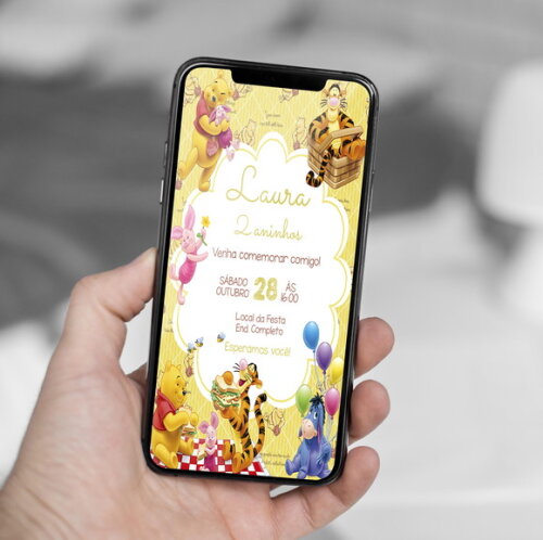 Convite Digital Ursinho Pooh Picnic