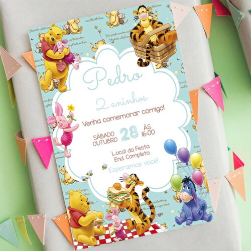 Convite Digital Ursinho Pooh Picnic
