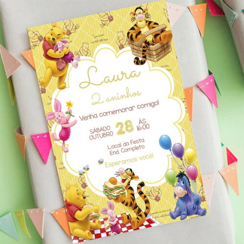 Convite Digital Ursinho Pooh Picnic