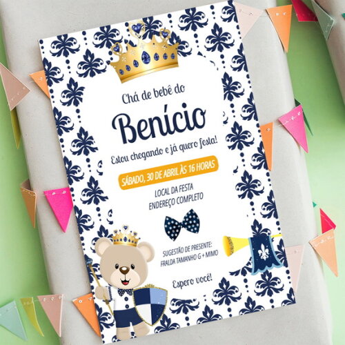 Convite Digital Ursinho Realeza