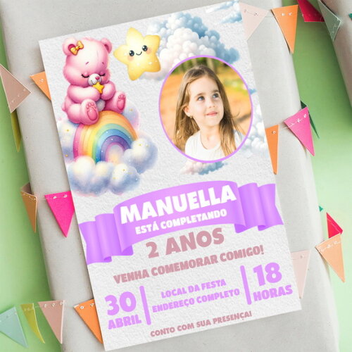 Convite Digital Ursinhos Carinhosos com Foto