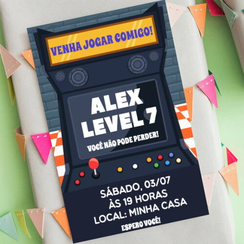 Convite Digital Video Game Menino