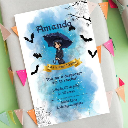 Convite Digital Wandinha Addams - Wednesday Addams