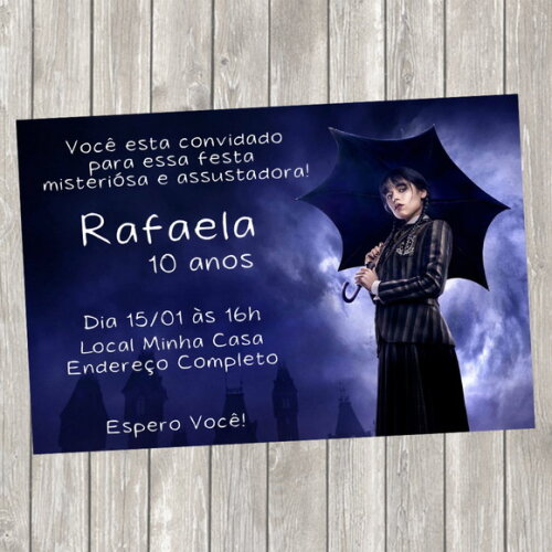 Convite Digital Wandinha Addams - Wednesday Addams