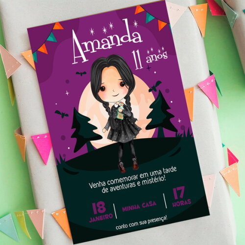Convite Digital Wandinha Addams - Wednesday Addams