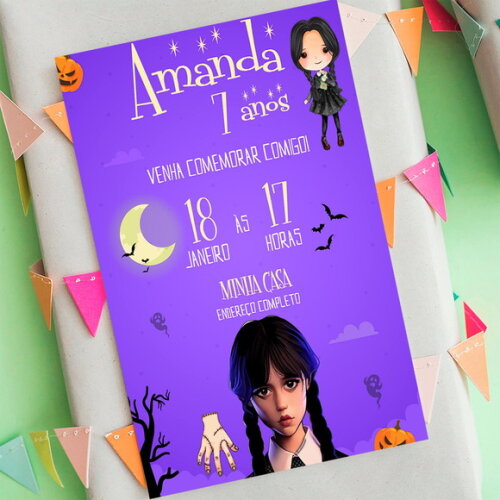 Convite Digital Wandinha Addams - Wednesday Addams