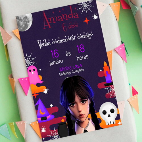 Convite Digital Wandinha Addams - Wednesday Addams