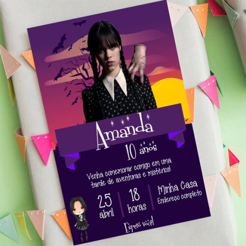 Convite Digital Wandinha Addams - Wednesday Addams