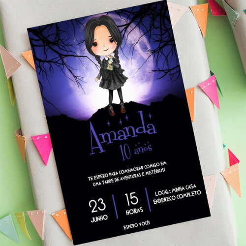 Convite Digital Wandinha Addams - Wednesday Addams