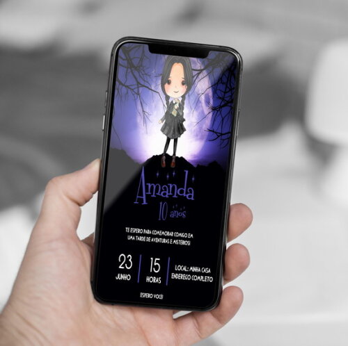 Convite Digital Wandinha Addams - Wednesday Addams