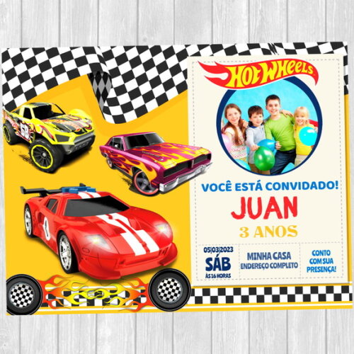Convite Hot Wheels Aniversário Festa Hot Wheels Carros