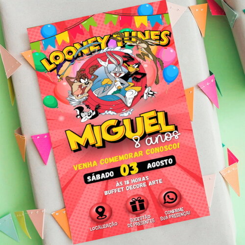 Convite Interativo Baby Looney Tunes Digital
