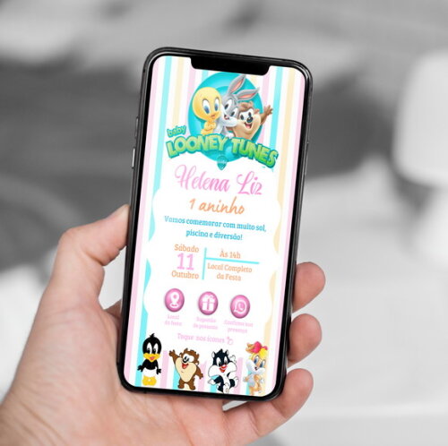 Convite Interativo Baby Looney Tunes